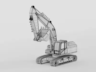 Realistic Excavator Construction Vehicle 3D Model 3D model