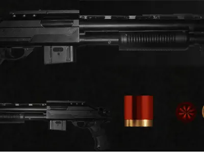 Remington 870 shot gun model 3d Low-poly 3D model