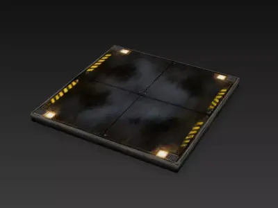 Sci-Fi Wet Industrial Floor Panel - PBR Low Poly Game Ready Low-poly 3D model