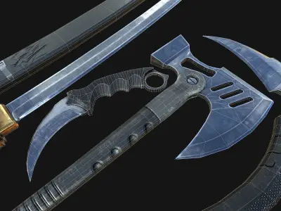 Melee weapons Low-poly 3D model get
