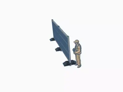 Construction Fence System H0 1-87 Modular Site Barriers STL 3D print model