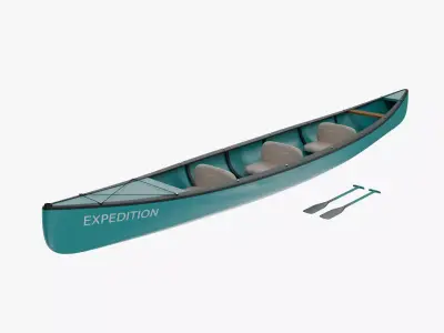 Canoe with Paddle 3D model