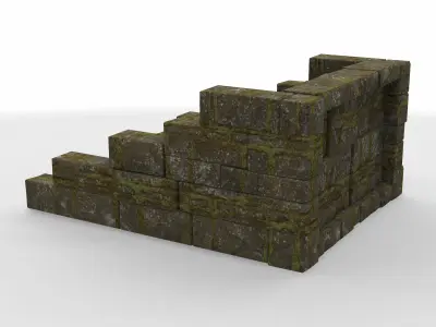set architecture stairs small  3D model
