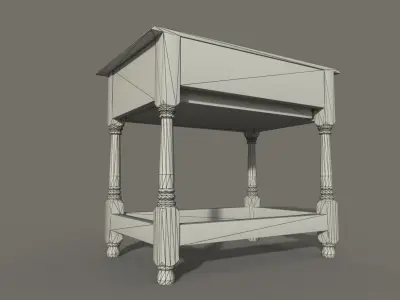 Antique 18th Century Wood Joined Side Table PBR Low-poly 3D model