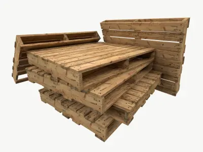 pallet type industrial reversible 3 sets of textures Low-poly 3D model