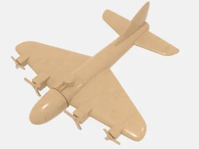 Wooden Bomber Low-poly 3D model