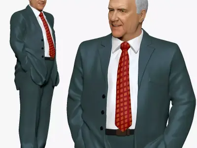 001267 smiling old man in gray suit 3D model