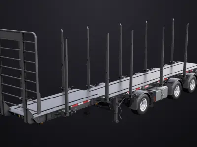  Logging Trailer Black with 6 Loads single Mat All PBR Textures 