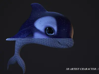 cartoon dolphine Free low-poly 3D model