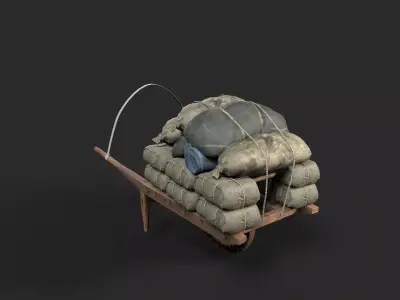 Wooden Cart Low-poly 3D model purchase