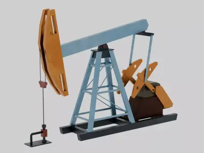 Stylized Oil Drilling Rig Low-poly 3D model