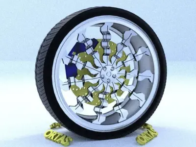 ORTAS CAR RIM 15 GAME READY RIM TIRE AND DISC 3D model
