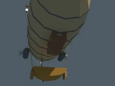 Low Poly Zeppelin airship Low-poly 3D model
