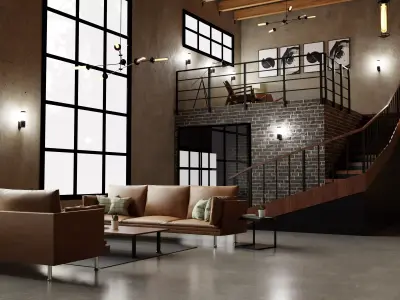 industrial house interior 3D model