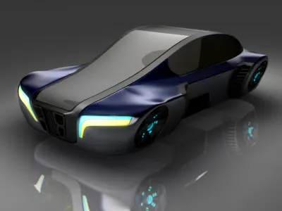 Hover car Set 4in1 Low-poly 3D model