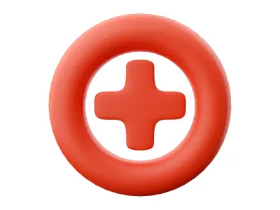 3D render Add icon plus medical cross round 3D model