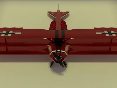 Red Triplane Low-poly 3D model
