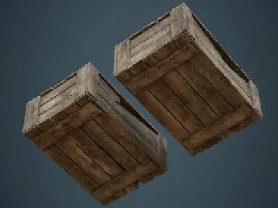 Wooden Box 4C Low-poly 3D model