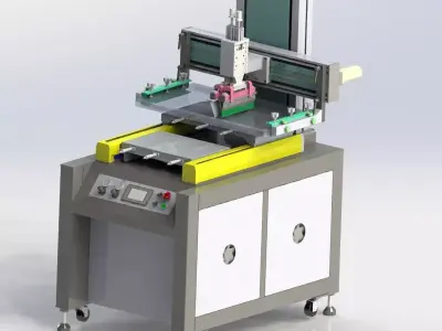 Double platform screen printing machine 3D model