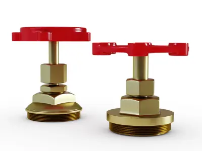 Valves two brass Low-poly 3D model