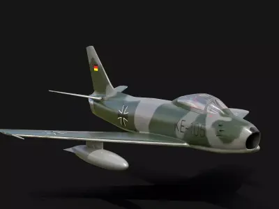 F-86 Sabre Luftwaffe No Landing Gear Low-poly 3D model