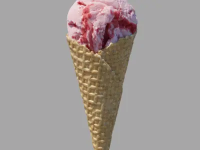 Ice Cream Waffle Cone Strawberry 3D model