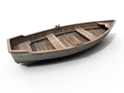 Old Wooden boat Low-poly 3D model