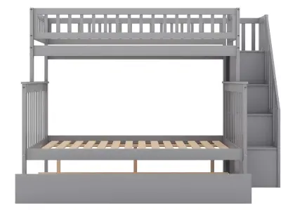 Full Bunk Bed with Trundle and Staircase 3D model