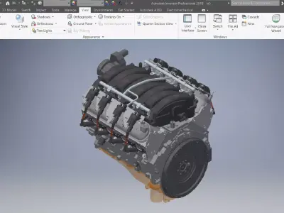 V8 cylinder engine 3D model