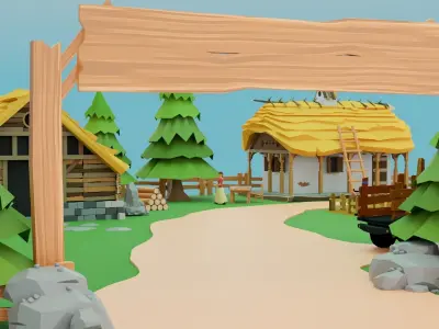 Low Poly Farm  Low-poly 3D model