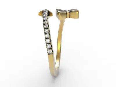 Antique Micro Prong Set Arrow Ring 3D print model