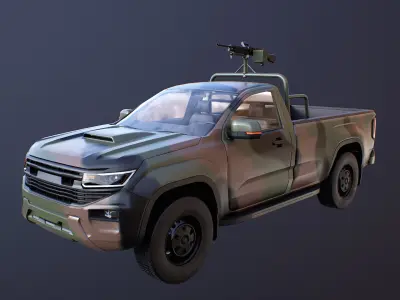 Generic Military Tactical Pickup with Machine Gun 3D model