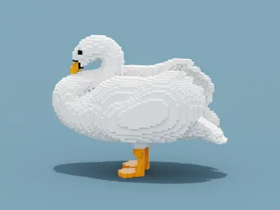 Voxel Swan Low-poly 3D model