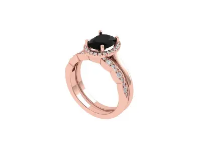 Oval Ring With Wedding Band 3D print model
