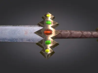 Stylized Medieval Sword melee weapon game ready Low-poly 3D model purchase