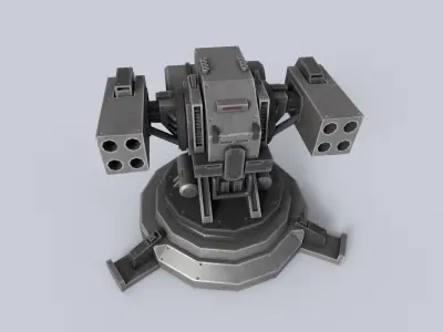 Prototype turret Low-poly 3D model Low-poly