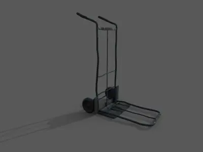 High details used wheel hand trolley Low-poly 3D model