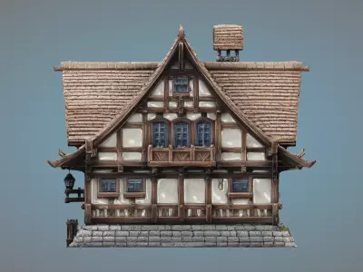 Medieval Fantasy House - Old Village Cottage  PM-22 Low-poly 3D model