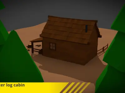 Woodcutter log cabin Low-poly 3D model