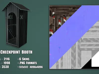 WW2 German Checkpoint Booth Low-poly 3D model