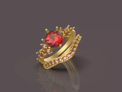 Diamond Engagement Ring - 0025 3D print model