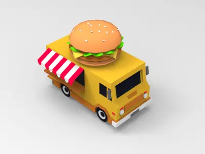 low poly foodtruck Low-poly 3D model