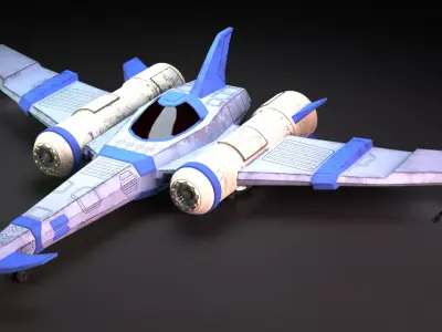 Fighter spaceship Low-poly 3D model