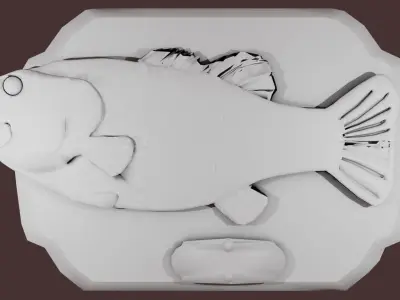 Rigged singing bass fish Low-poly 3D model