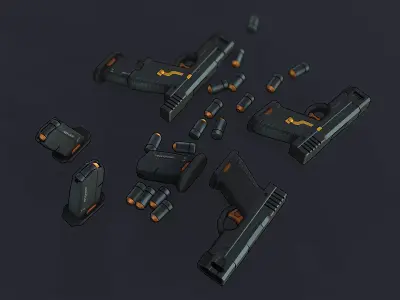 Sci-Fi Glock Low-poly 3D model purchase