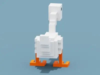 Voxel Goose Low-poly 3D model