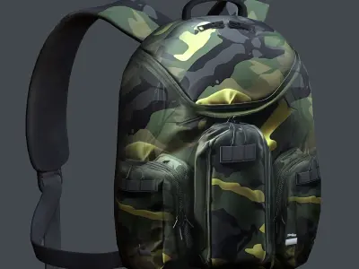Backpack Camping Generic military human bag storqge baggage Low-poly 3D model 14