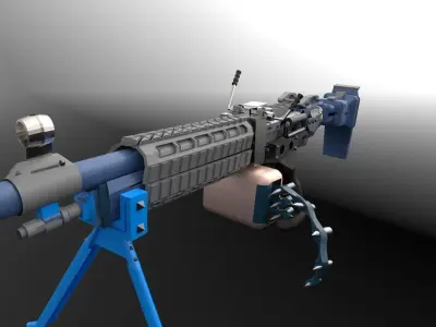Machinegun machine gun Low-poly 3D model