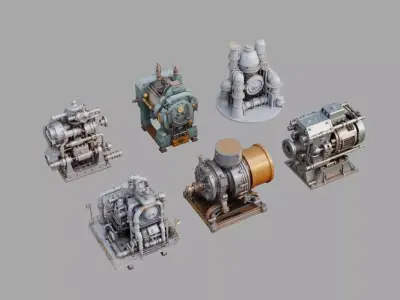 Industrial Machines Pack Low-poly 3D model