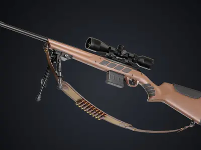 Hunting Rifle GameReady Low-poly 3D model